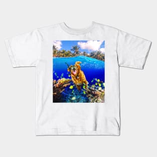 Dog Swimming In Ocean At Beach Kids T-Shirt